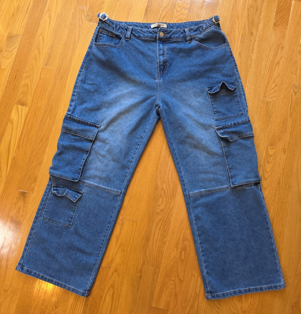 Love Cult Jeans Womens XXL Wide Leg Cargo High Rise Denim Streetwear Y2K